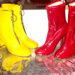 Yellow Leather heels & Red patent Leather Heels